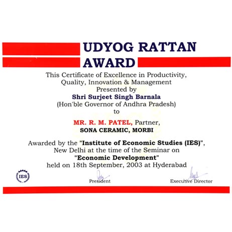 Udyog Rattan Award - 2003